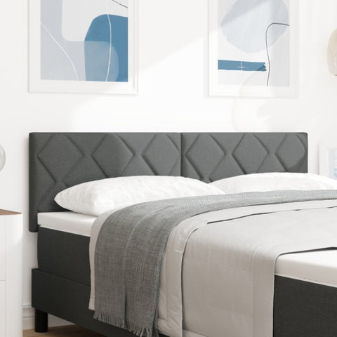 ZNTS LED Headboard Diamond Blocks Design Dark Grey 144 cm Fabric 3338214