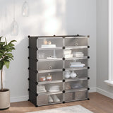 Shoe Rack Black Polypropylene, Steel Large Modular Shoe Rack 340563