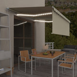 ZNTS Manual Retractable Awning with Blind&LED 4.5x3m Cream 3069322