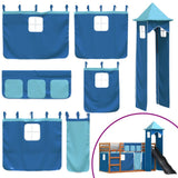 Bunk Bed without Mattress with Slide and Curtains Blue 90x200 cm 3284195