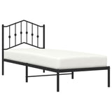 Metal Bed Frame without Mattress with Headboard Black 80x200cm 373780