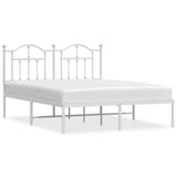 Metal Bed Frame without Mattress with Headboard White 140x190cm 353488