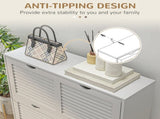 2 Drawers Entryway Shoe Cabinet, Narrow Shoe Storage Cabinet with 2 Flip Drawers, Louvred Door T3398P344136