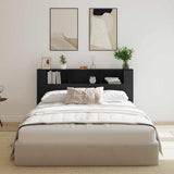 Headboard Cabinet with Shelf Black Oak 180 x 18.5 x 102.5 cm 862089