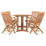 ZNTS 5 Piece Folding Outdoor Dining Set Solid Teak Wood 3059978