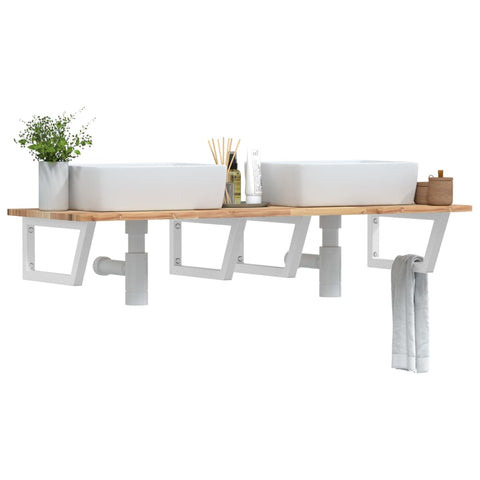 Basin Shelf Wall Mounted Steel and Solid Wood Acacia 3302798