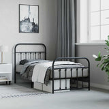 Metal Bed Frame without Mattress with Footboard Black 90x190cm 352588