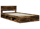 Bed Frame Smoked Oak 100 x 200 cm Solid Pine Wood 3410640