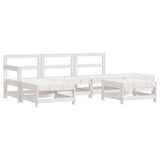 6 Piece Garden Lounge Set White Solid Wood Pine 3186320