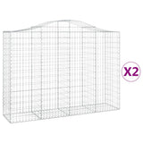 Arched Gabion Baskets 2 pcs 200x50x140/160 cm Galvanised Iron 3145682