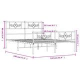Metal Bed Frame without Mattress with Footboard White 135x190cm 355333