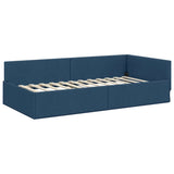 Corner Bed Frame with Headboard Blue 80 cm x 200 cm Velvet 42016034