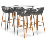 5 Piece Bar Set White and Grey 3057408