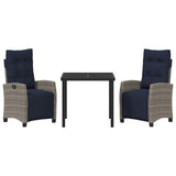 Garden Dining Set with Cushion 3 pcs Grey Poly Rattan 3380470