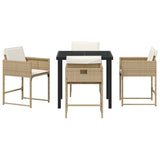 Garden Dining Set with Cushion 5 pcs Beige Poly Rattan 3380020