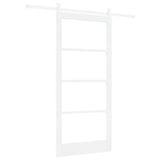 Sliding Door ORKDAL White 93 x 202 cm Solid Pine Wood and Glass 3331896