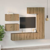 TV Cabinet Set Wall-mounted 6 pcs Artisan Oak Engineered Wood 3393248