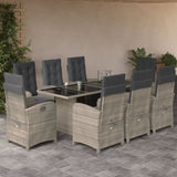 9 Piece Garden Dining Set with Cushions Light Grey Poly Rattan 3212499