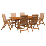 7-Piece Garden Dining Set Natural Solid Acacia Wood 3434502