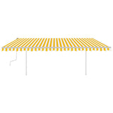 Manual Retractable Awning with LED 5x3.5 m Yellow and White 3070063