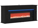 Fireplace with LED Strip Black Oak 92 x 20 x 54 cm 8021072