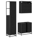 Bathroom Furniture Set 3 pcs Black Oak Engineered Wood 3402407