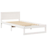 Bed Frame with Headboard White 90 x 190 cm Solid Pine Wood 873296