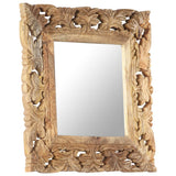 Hand Carved Mirror Brown 50x50 cm Solid Mango Wood 321638