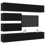 TV Cabinet Set 6 pcs Black Oak Engineered Wood 3332533