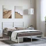 Metal Bed Frame without Mattress with Headboard White 150x200cm 352370