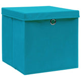 Storage Boxes with Covers 10 pcs 28x28x28 cm Baby Blue 325234