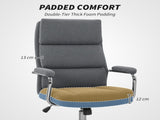 Executive Office Chair, Linen Fabric Computer Desk Chair with Double-Layer Back Cushion, Tilt T3398P377424
