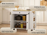 Rolling Kitchen Island with 3-Tier Spice Rack, Kitchen Storage Cart with Drawer and Towel Rack, T3398P378829