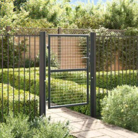 Mesh Garden Gate Galvanised Steel 100x125 cm Grey 145772