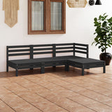 4 Piece Garden Lounge Set Solid Pinewood Black 3082631
