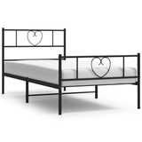 Metal Bed Frame without Mattress with Footboard Black 90x190cm 355473