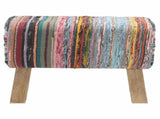 Bench 60 x 30 x 45 cm Real Leather Multicolour 42042110