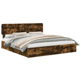 Storage Bed with Drawer Smoked Oak 180 x 200 cm Engineered Wood 3412252