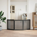Dog Gate Foldable 3 Panels Black 150 cm Poplar Wood 352252