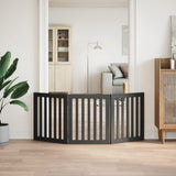 Dog Gate Foldable 3 Panels Black 150 cm Poplar Wood 352252
