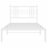 Metal Bed Frame without Mattress with Headboard White 100x200cm 376368
