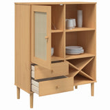 Highboard SENJA Rattan Look Brown 90x40x112cm Solid Wood Pine 358052