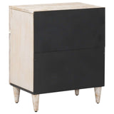 Bed cabinet with Drawer White 50 x 33 x 60 cm Solid Mango Wood 4018379
