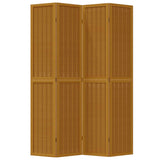 Room Divider 4 Panels Brown Solid Wood Paulownia 358820