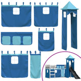 Bunk Bed without Mattress with Slide and Curtains Blue 90x200 cm 3284192