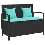 Garden Storage Bench with Cushion Black Poly Rattan 4104219