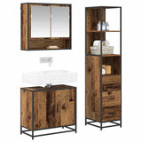 Bathroom Furniture Set with Door 3 pcs Old Wood Engineered Wood 3402518