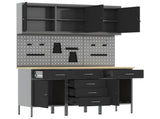 Work Cabinet 8 pcs Black and Grey Engineered Wood and Steel 3321440