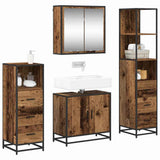 Bathroom Furniture Set with Door 4 pcs Old Wood Engineered Wood 3402375