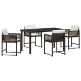 Garden Dining Set 5 pcs Brown Poly Rattan 3380754